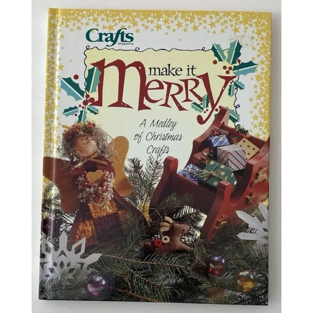 Make It Merry & Joy To The World- Lot Of 2 VTG Christmas Crafts Books -Hardcover